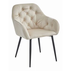 Стол Mercaton Forio Бежов Кадифе с Черни Метални Крака - Стол за хранене