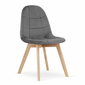 Mercaton Bora dark grey velvet dining chair with wooden legs - Kitchen Furniture