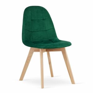 Angled view of Mercaton Bora green velvet dining chair - Kitchen Furniture