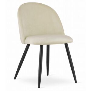Mercaton Bello Beige Velvet Dining Chair with Black Metal Legs - Kitchen Furniture
