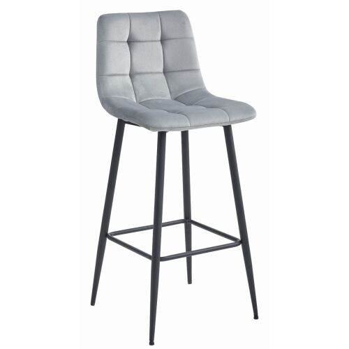 Mercaton Arceto Velvet Bar Stool, Steel, Silver and Black, 43.5x32.5x104 cm 131699012