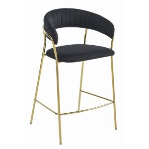 Stylish Mercaton Badia black velvet bar stool with gold metal frame - Bar Stool