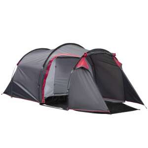2 person camping tent with awning, grey and red, waterproof, camping tent for 2 people - Camping & Hiking
