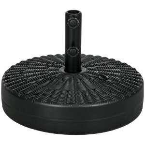 Black round umbrella base with rattan imitation, for 38-48 mm poles, HDPE and steel, Outsunny - Umbrella Stand