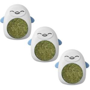 3 pack Mercaton catnip penguin toy set, 360 degrees rotating catnip ball, blue - Pet Care