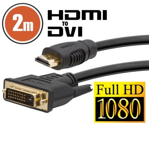 2m HDMI - DVI-D kábel aranyozott csatlakozókkal, Full HD 1080p