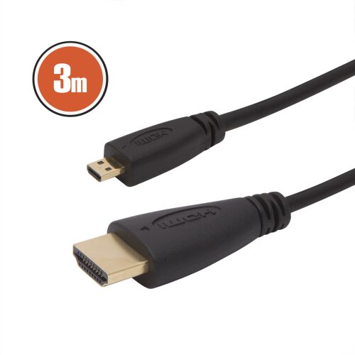 3 méteres aranyozott Micro HDMI - HDMI kábel