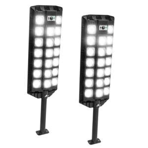 2 db Mercaton napelemes fali lámpa mozgásérzékelővel, 520 SMD LED, IP65 vízálló, 3000 lumen, 20W, fekete, 680 x 180 x 60 mm - Napelemes lámpa