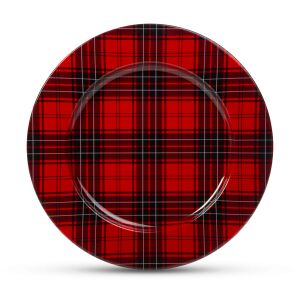 Red Plaid Christmas Tray, 33 cm Festive Serving Plate - Tray