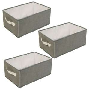 3 pack Mercaton foldable storage box with rigid side walls, gray, 39 x 24 x 17 cm - Storage Box & Basket