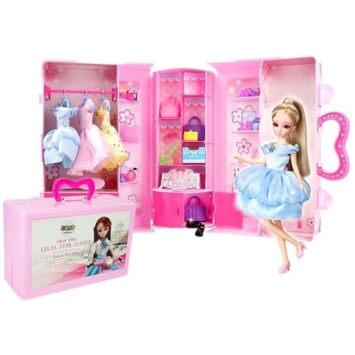 LeanToys Lelia baba játékszett gardróbbal és kiegészítőkkel - Babázás