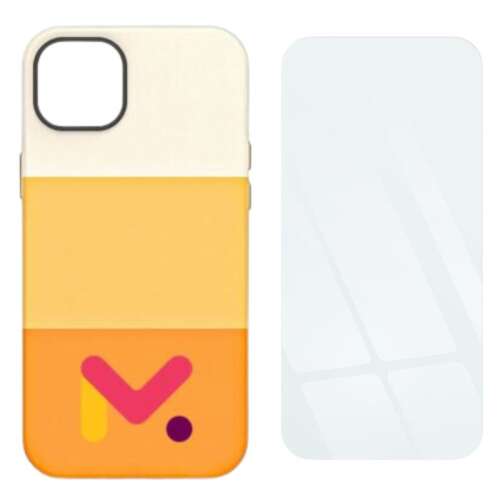 Mercaton iPhone 14 Pro Ökobőr Tok és 9H Védőfólia - Narancs