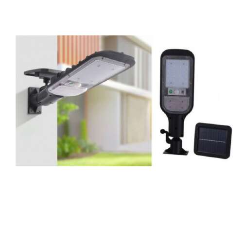 JWL 160W napelemes mozgásérzékelős LED utcai lámpa, kültéri fali lámpa, vízálló, különálló napelemmel, falra szerelve