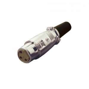 SAL S 24 3-pin XLR microphone socket, silver, with black strain relief - Connector