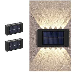 2 db fekete napelemes fali lámpa szett, 10 LED-es, Hangulatos márka - Kert