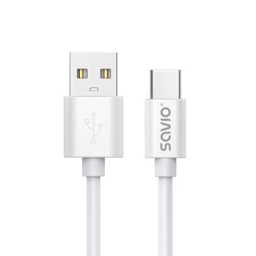 Savio CL-168 USB-A - USB-C kábel, fehér, 2 méter