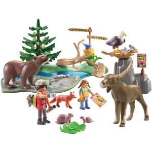 Set de joacă Playmobil Wiltopia Excursie cu animale din America de Nord, cu urs, vultur, elan, vulpe, marmote și doi exploratori - Jocuri creative și de construcție