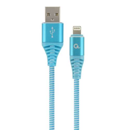 Gembird 1m türkizkék és fehér fonott USB-A 8 tűs töltő és adatkábel - Lightning kábel