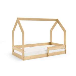 Meblomal Pola 160 házikó ágy, natúr fa, gyerekágy, kiságy, gyermekbútor - Ifjúsági ágy