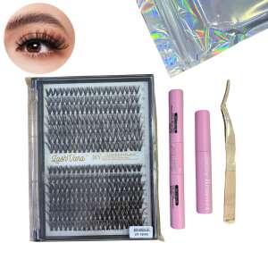 Sada umělých řas 2 v 1 s lepidlem a fixačním prostředkem, odstraňovačem lepidla, pinzetou – 30D+40D – 240 ks Q004