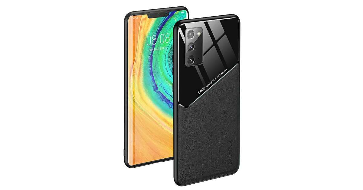 Lens tok - Samsung G995 Galaxy S21 Plus (2021) fekete üveg / bőr tok ...
