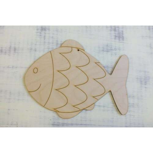 Fa hal alakú kivágás, 24cm, nyers, kézműveskedéshez és dekorációhoz
