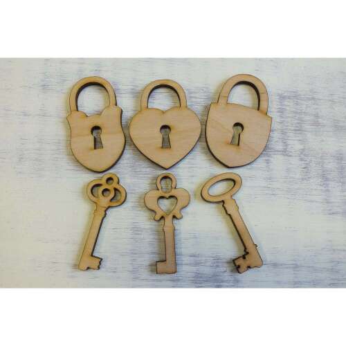 3 darabos fa lakat és kulcs szett, tökéletes kézműveskedéshez és dekorációhoz