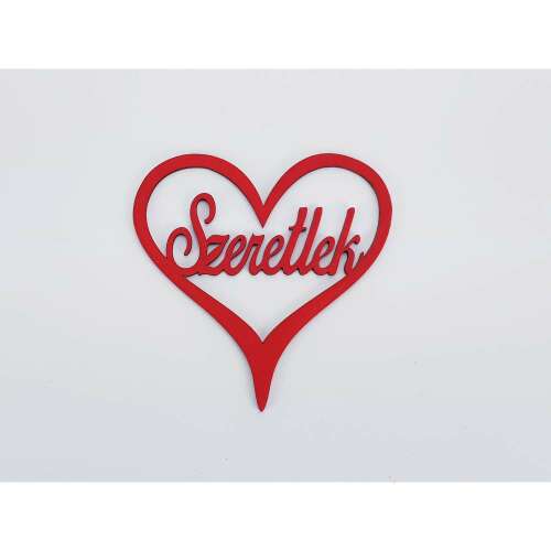 Piros fa szív "Szeretlek" felirattal, Valentin-napi ajándék