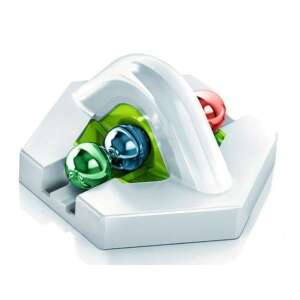 Ravensburger Gravitrax Extensie Canon Magnetic, șină din plastic alb cu accente verzi și albe, 3 bile, vedere înclinată - Ravensburger