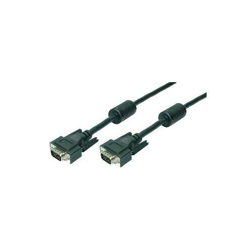 LogiLink VGA cable, 3 meter, black, HD15, 2x ferrite core, shielded
