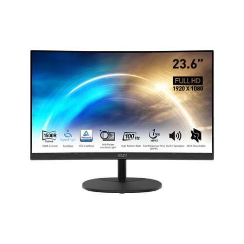 MSI Monitor Business PRO MP2412C 23,6" Ívelt FHD, 1920x1080, VA, 100Hz, 3000:1 CR, 250cd/m2, 1ms, HDMI, DP, Black 105492782