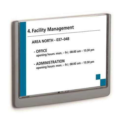 DURABLE Click Sign information board, gray, 148.5x210 mm, with sample text