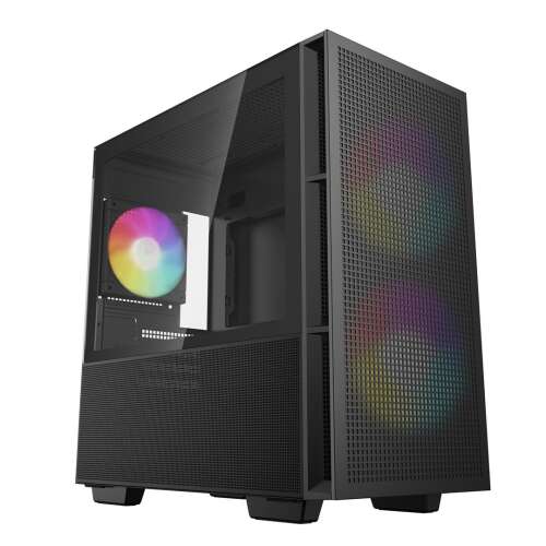 DeepCool CH360 Fekete számítógép ház edzett üveg oldalpanellel és RGB ventilátorokkal - DeepCool