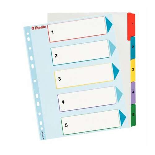 Esselte A4+ maxi 1-5 prepisovaľný laminovaný kartónový register, modrý s farebnými záložkami