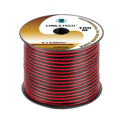Cabletech Hangszórókábel - 2x0,5mm² - 100m - Fekete/Piros 105544431
