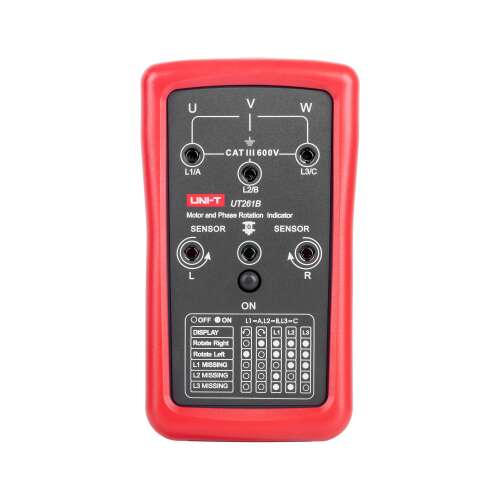 Uni-T UT261B fázissorrend-mérő, 3 fázisú elektromos rendszerekhez