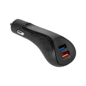 Widok pod kątem ładowarki samochodowej REBEL Dual USB - Quick Charge 3.0 - Ładowarka samochodowa