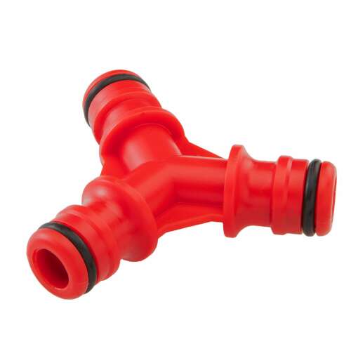 Roter Y-förmiger Gartenschlauchverbinder, 3-Wege-Verteiler zum Gießen