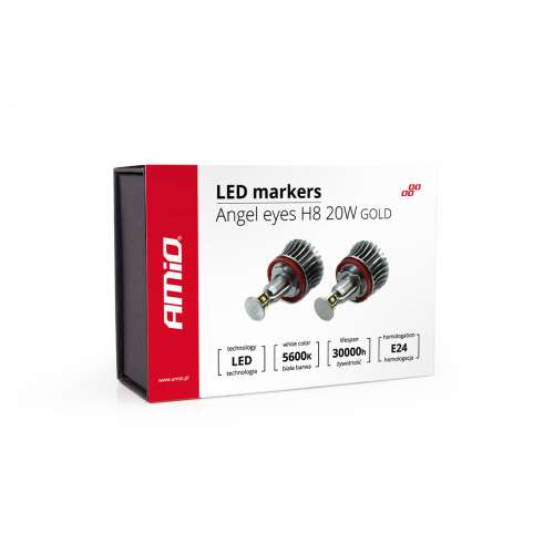 Amio LED Angel Eyes H8 Izzó - 20W Arany - 2db