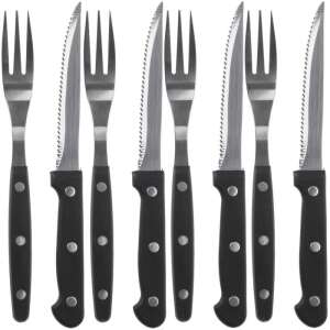 8er-Set BBQ-Besteck, Edelstahl/Kunststoff, 19/21 cm, silber/schwarz 105544805 - Besteck