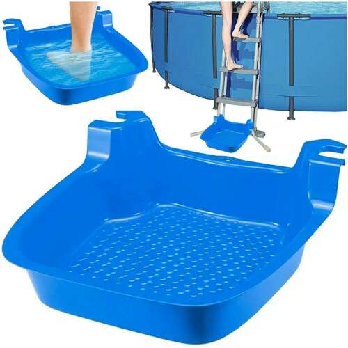 Kék műanyag medence lábmosó, lábmosó a medencéhez, lábtisztító állomás, medence kiegészítő