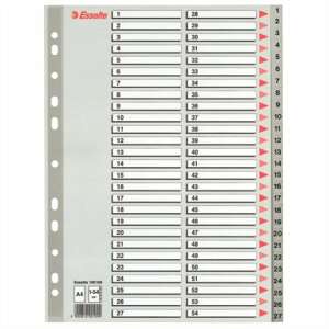Divizoare index Esselte A4 1-54 din plastic, gri - Consumabile pentru capsator