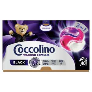 Coccolino Black 3in1 Капсули за пране, 40 пранета, за тъмни и черни дрехи, ефективно почистване, блестящи цветове, интензивен аромат - Детергент