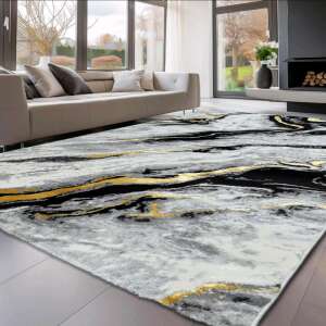 Den. Sunset new 1422 L. Szürke modern szőnyeg nappali környezetben - Lakberendezés