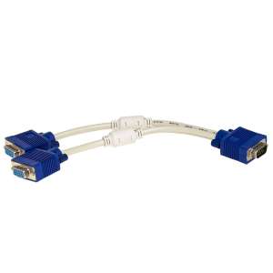 Akyga VGA splitter adapter, 1 male to 2 female VGA connectors, silver - VGA Adapter