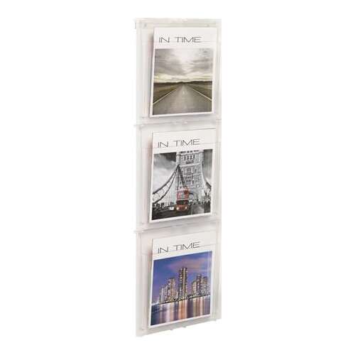 HELIT "Placativ" Suport pentru broșuri A4 cu 3 compartimente, transparent, pentru perete
