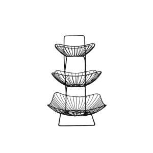 Fém Gyümölcskosár - 3 Szintes - Fekete - 51cm