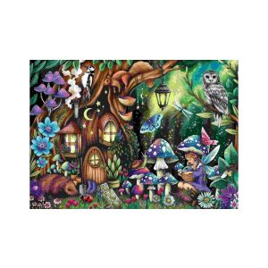 Puzzle Tündérvilág 1000 elementów przedstawiające magiczny leśny krajobraz z wróżką, grzybami i leśnymi stworzeniami. - Ravensburger Puzzle
