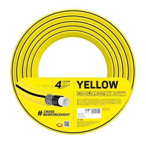 Cellfast Yellow 4-layer Garden Hose, 1/2'', 50 m