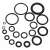 Fekete gumi O-gyűrűk választéka, különböző méretekben